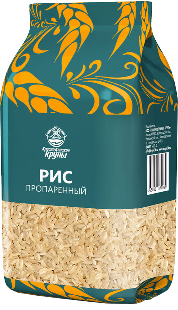 Краснодонские крупы рис пропаренный, 800 г0120710 Краснодонские крупы рис пропаренный, 800 г0120710При обработке паром до 80 % витаминов и минералов, содержащихся в отрубной оболочке, переходит в зерно риса, а сами зёрна становятся менее ломкими. Желтоватый оттенок пропаренного риса исчезает при готовке, и он становится таким же белоснежным, как и белый шлифованный рис. Однако время готовки пропаренного риса составляет 20-25 минут из-за того, что зёрна после обработки становятся твёрже и развариваются медленнее обычного риса.