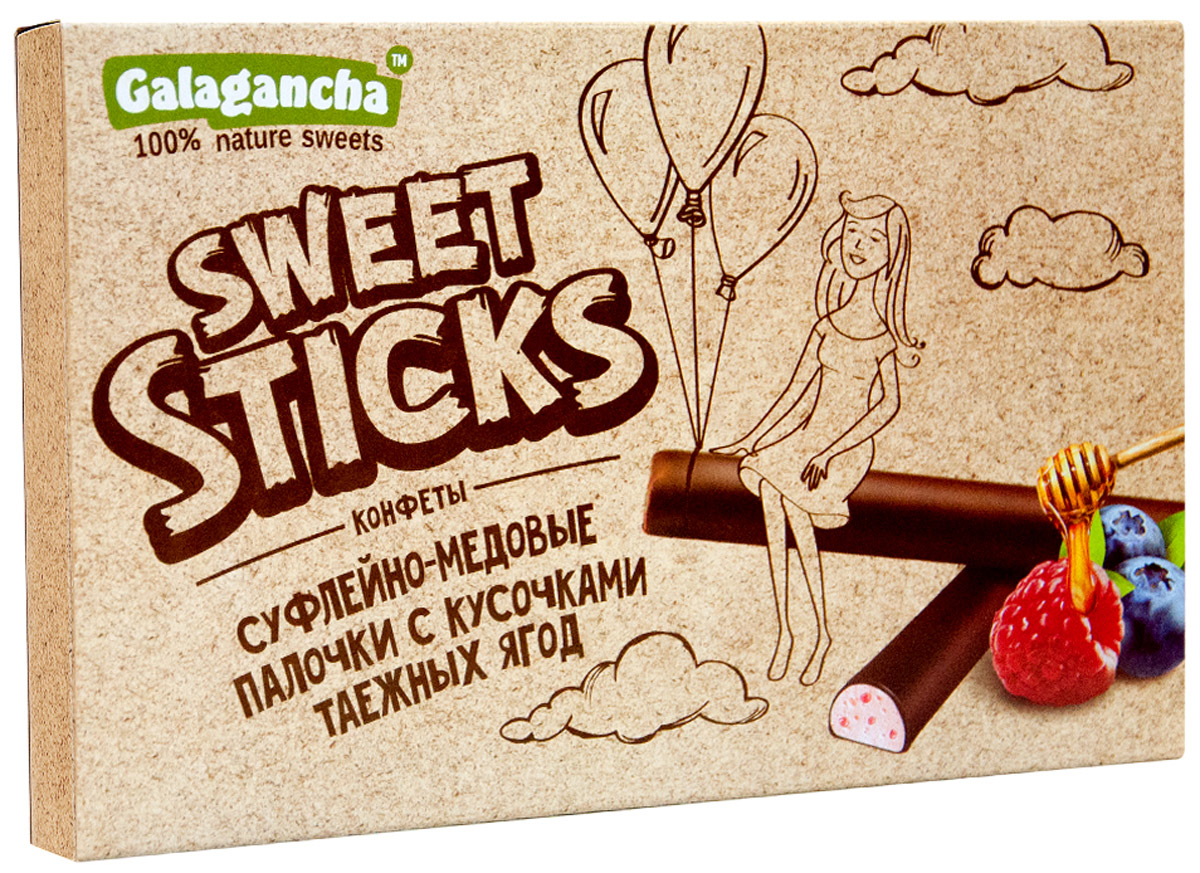 Galagancha Sweet Sticks конфеты суфлейные палочки с кусочками таежных ягод, 112 г0120710 Galagancha Sweet Sticks конфеты суфлейные палочки с кусочками таежных ягод, 112 г0120710100% натуральные;сниженное содержание сахара;оригинальная форма суфле;легкий десерт с кусочками таежных ягод;Galagancha - может быть превосходным подарком, а может быть приятными минутами домашнего вечера, а может быть … Sweet Sticks – это изысканное лакомство, очень нравится девушкам. Для тех, кто заботится о своем здоровье и форме.Уважаемые клиенты! Обращаем ваше внимание, что полный перечень состава продукта представлен на дополнительном изображении.