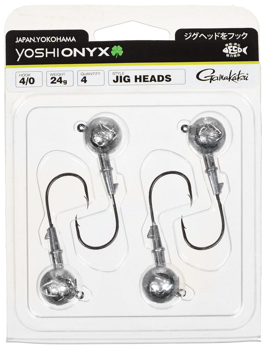 Джиг-головка Yoshi Onyx, крючок Gamakatsu 4/0, 24 г, 4 шт010-01199-23 Джиг-головка Yoshi Onyx, крючок Gamakatsu 4/0, 24 г, 4 шт010-01199-23Джиг-головки Yoshi Onyx предназначены в первую очередь для донной спиннинговой ловли - джиг спиннинга. Джиг головками оснащаются всевозможные мягкие приманки: виброхвосты, твистеры, силиконовые рачки и черви. Возможно их применение и с естественными насадками, к примеру, при ловле судака бортовой удочкой на мертвую рыбку или кусочки рыбы. Джиг-головка оснащена крючком Gamakatsu. Такой крючок прекрасно пробивает жесткую пасть крупного судака, щуки и сома.Вес: 24 г.Количество: 4 шт.Крючок: Gamakatsu 4/0.