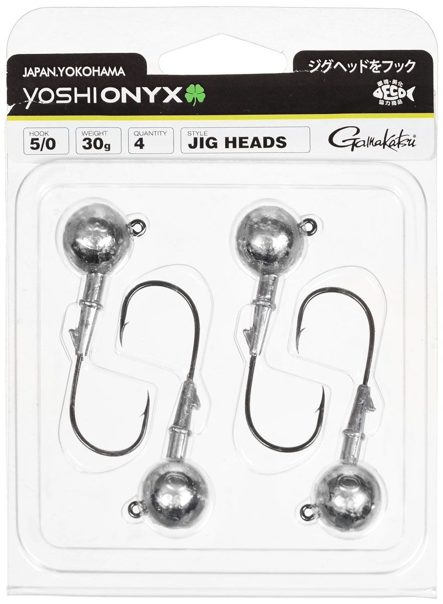 Джиг-головка Yoshi Onyx, крючок Gamakatsu 5/0, 30 г, 4 штMABLSEH10001 Джиг-головка Yoshi Onyx, крючок Gamakatsu 5/0, 30 г, 4 штMABLSEH10001Джиг-головки Yoshi Onyx предназначены в первую очередь для донной спиннинговой ловли - джиг спиннинга. Джиг головками оснащаются всевозможные мягкие приманки: виброхвосты, твистеры, силиконовые рачки и черви. Возможно их применение и с естественными насадками, к примеру, при ловле судака бортовой удочкой на мертвую рыбку или кусочки рыбы. Джиг-головка оснащена крючком Gamakatsu. Такой крючок прекрасно пробивает жесткую пасть крупного судака, щуки и сома.Вес: 30 г.Количество: 4 шт.Крючок: Gamakatsu 5/0.