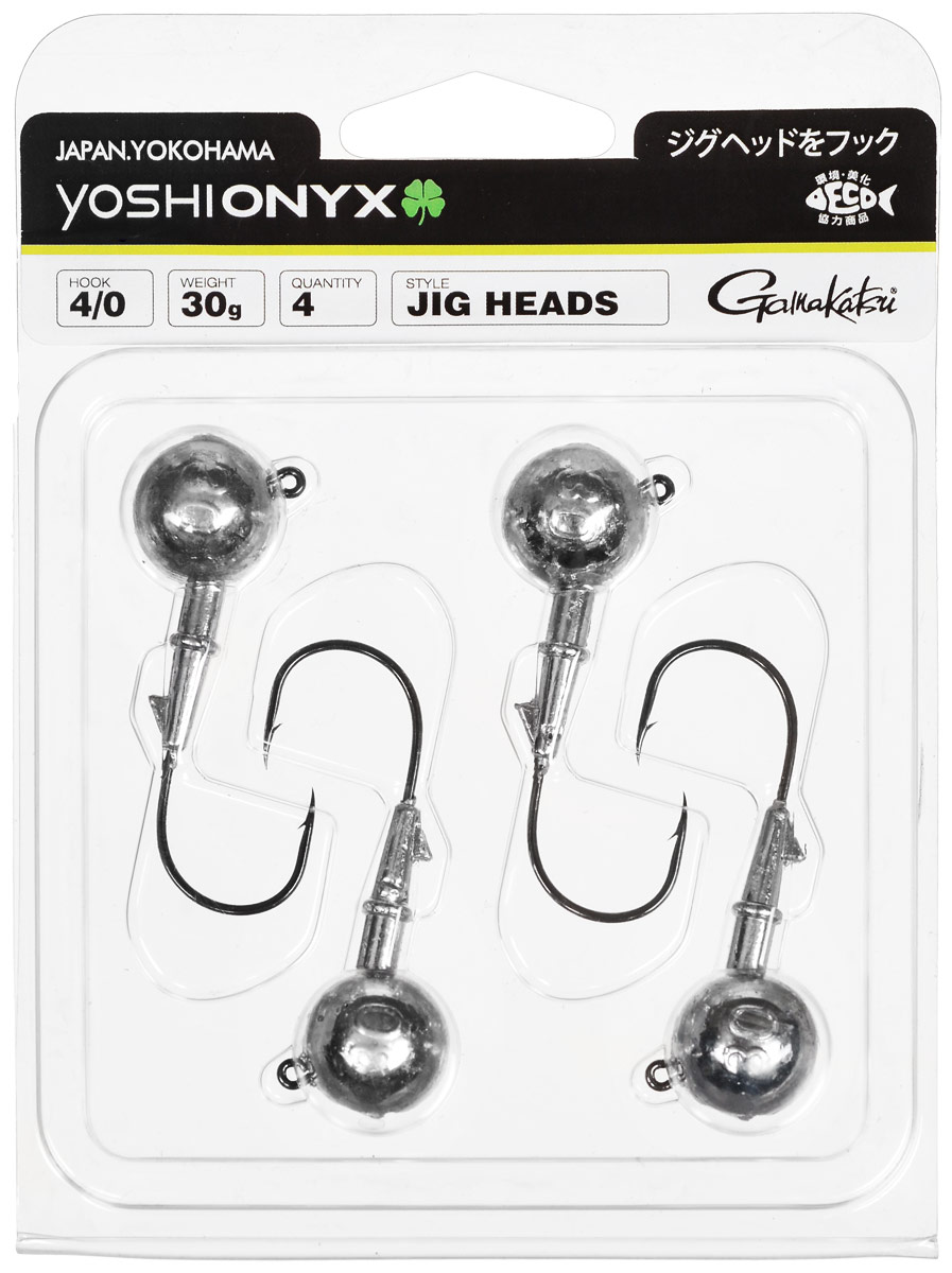 Джиг-головка Yoshi Onyx, крючок Gamakatsu 4/0, 30 г, 4 шт010-01199-23 Джиг-головка Yoshi Onyx, крючок Gamakatsu 4/0, 30 г, 4 шт010-01199-23Джиг-головки Yoshi Onyx предназначены в первую очередь для донной спиннинговой ловли - джиг спиннинга. Джиг головками оснащаются всевозможные мягкие приманки: виброхвосты, твистеры, силиконовые рачки и черви. Возможно их применение и с естественными насадками, к примеру, при ловле судака бортовой удочкой на мертвую рыбку или кусочки рыбы. Джиг-головка оснащена крючком Gamakatsu. Такой крючок прекрасно пробивает жесткую пасть крупного судака, щуки и сома.Вес: 30 г.Количество: 4 шт.Крючок: Gamakatsu 4/0.