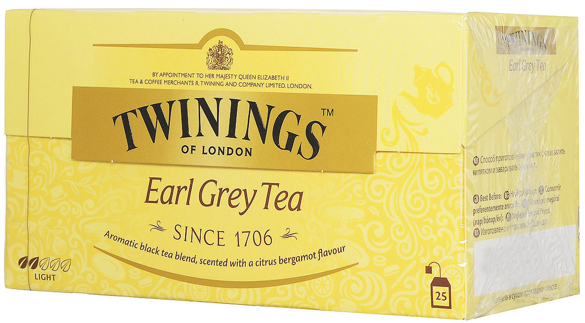 Twinings Earl Grey чай черный в пакетиках, 25 шт0120710 Twinings Earl Grey чай черный в пакетиках, 25 шт0120710Чай Twinings - это истинно английский напиток премиум-класса, который выпускается одним из лидеров международного рынка чая.Компания была основана в 1706 Томасом Твайнингом, который открыл свой частный чайный салон в Лондоне, на улице Стрэнд.Начните день с чашки душистого напитка и ощутите прилив сил и хорошего настроения.