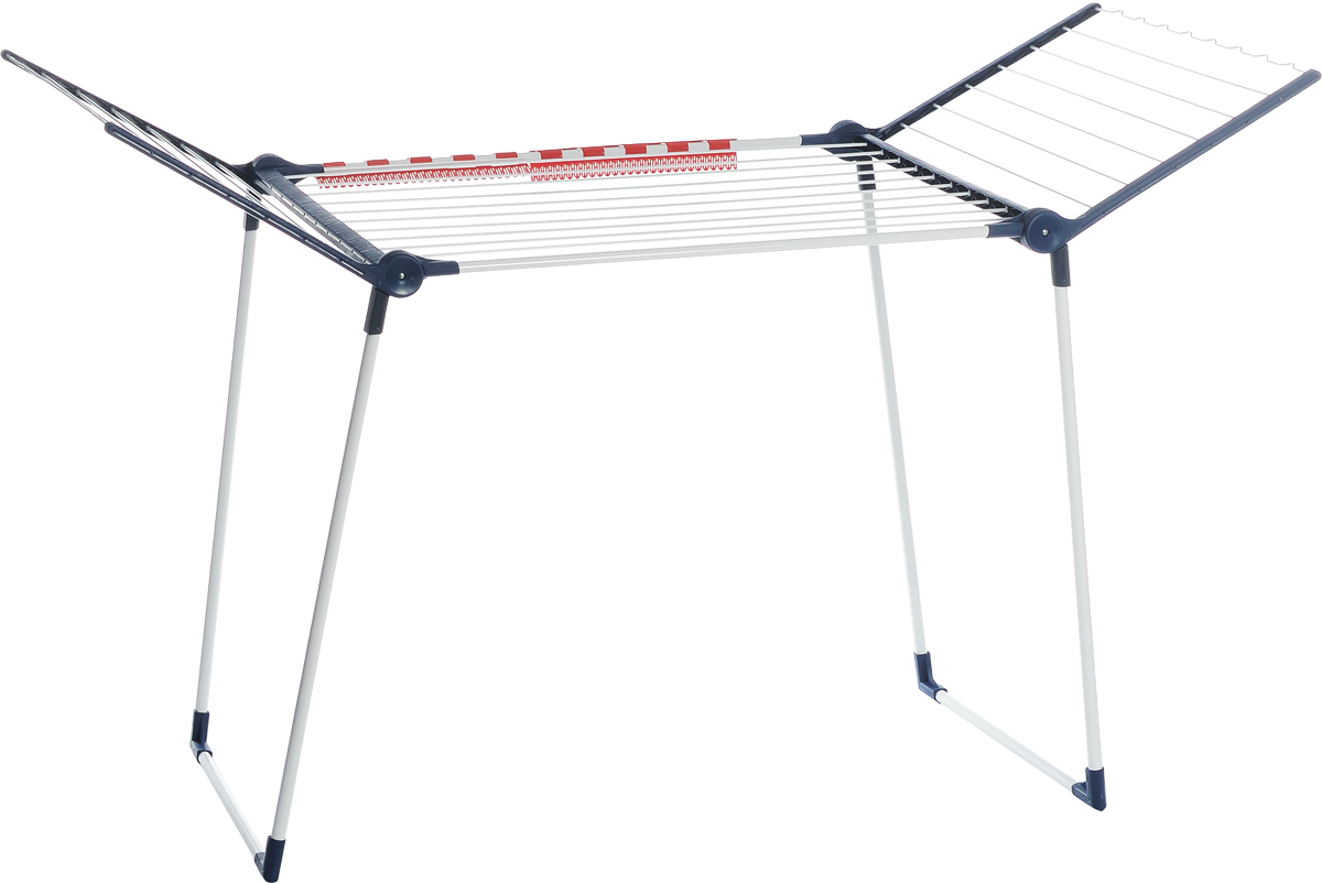 Сушилка для белья Hausmann Hermes Plus, напольная, цвет: белый, синий, 174 х 68 х 110 смGC204/30 Сушилка для белья Hausmann Hermes Plus, напольная, цвет: белый, синий, 174 х 68 х 110 смGC204/30Напольная сушилка для белья Hausmann Hermes Plus проста и удобна в использовании, компактно складывается, экономя место в вашей квартире. Сушилку можно использовать на балконе или дома. Общая длина реек сушилки составляет 20 метров. Сушилка оснащена распашными створками для сушки одежды во всю длину, а также имеет специальные пластиковые крепления в основе стоек, которые не царапают пол. Изделие оснащено дополнительным держателем для маленьких вещей (носки, платки, перчатки и тому подобное).Размер сушилки в разложенном виде: 174 х 68 х 110 см. Общая длина реек: 20 м.