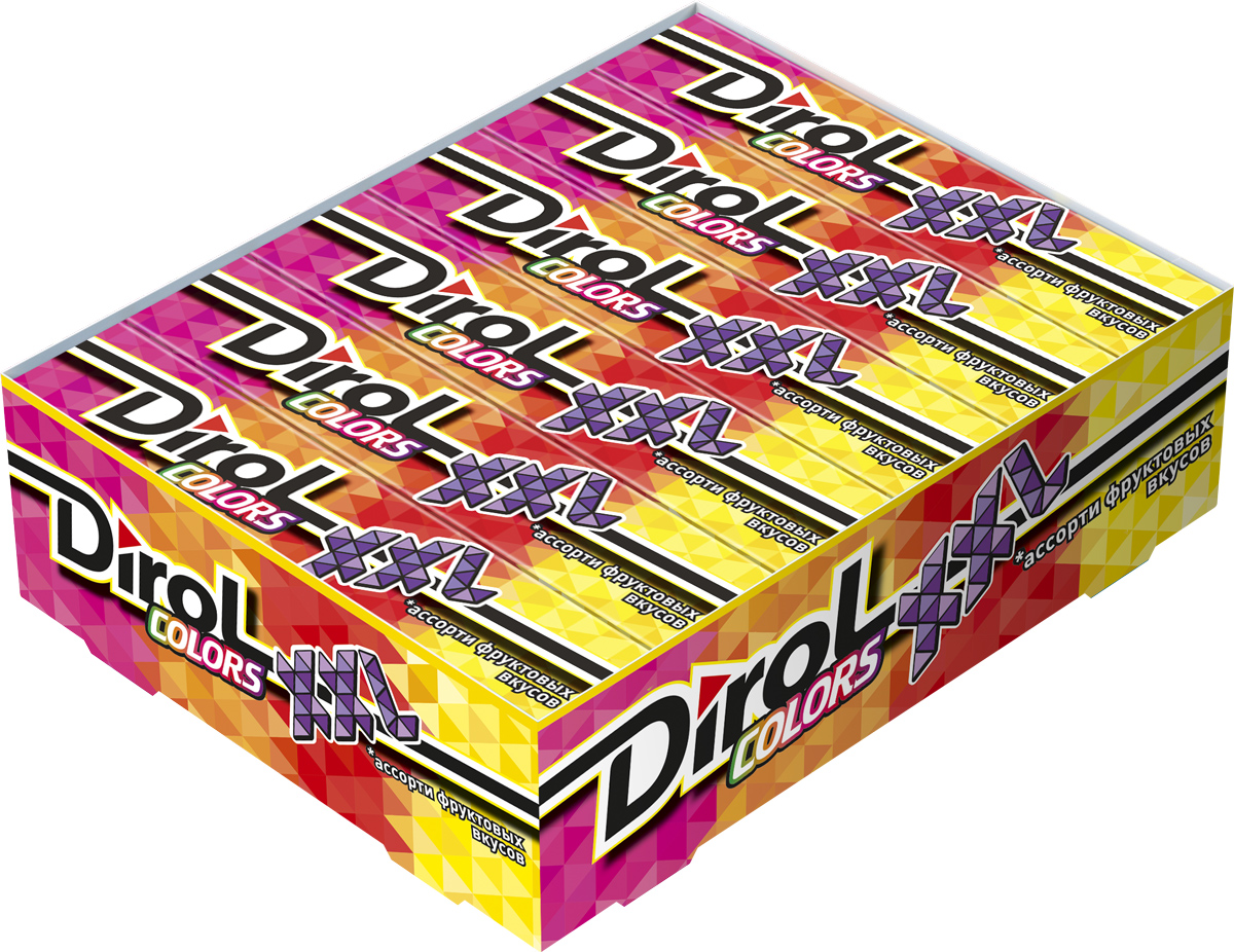 Dirol Colors XXL ассорти фруктовых вкусов жевательная резинка без сахара, 18 пачек по 19 г3116740028192 Dirol Colors XXL ассорти фруктовых вкусов жевательная резинка без сахара, 18 пачек по 19 г3116740028192Общеизвестно, что древние греки использовали смолу мастичного дерева или пчелиный воск, чтобы освежить дыхание и очистить зубы от остатков еды. Племена Майя наслаждались жеванием каучука. На севере Америки индейцы наслаждались подобием жевательной резинки - смолы хвойных деревьев, предварительно выпаренной на костре. В Сибири пользовалась популярностью сибирская смолка, с её помощью чистили зубы и укрепляли десны. В Европе зарождение жевательной культуры обозначено в 16 веке благодаря завезенному из Вест-Индии табаку. Затем жвачка появилась в Соединенных Штатах. Вплоть до 19 века попытки внедрить воск, парафин вместо жевательного табака терпели крах. Пищевая ценность в 100 г: белки 0,5 г, углеводы 71,2 г, жиры 4 г.