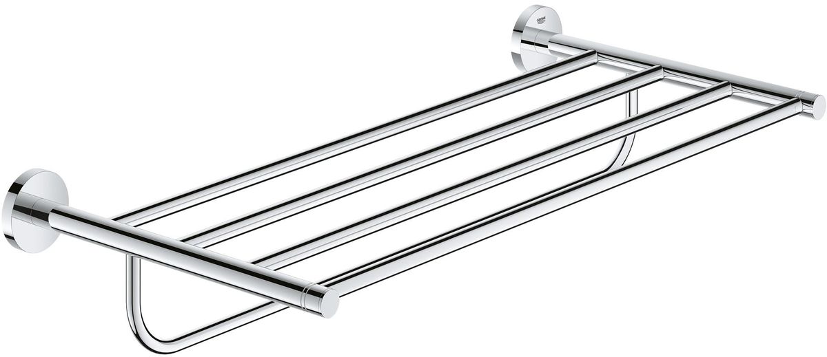 Держатель для полотенец Grohe Essentials. 4080000113296 Держатель для полотенец Grohe Essentials. 4080000113296Держатель Grohe Essentials обеспечивает вам множество вариантов компактного хранения сразу несколькихполотенец: вы сможете развесить их по перекладинам, либо сложить в свернутом виде сверху. Данная вешалка также представляет собой отличное решение для хранения банных принадлежностей, которые вам хотелось бы держать под рукой, но так, чтобы они не мешали. Она отличается функциональной и эстетичной конструкцией в классическом стиле и изготавливается с сияющим хромированным покрытием.