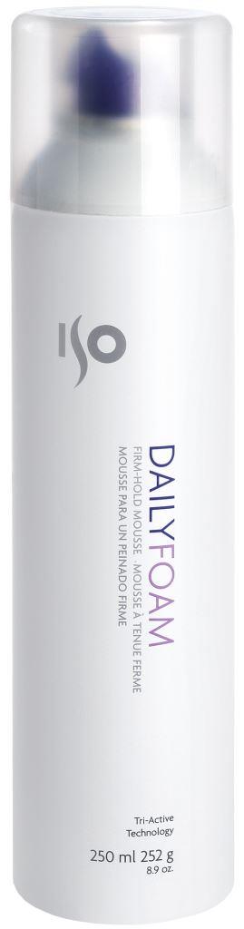 ISO Daily Foam - Пенка сильной фиксации для объема, 250 мл0990-81545320 ISO Daily Foam - Пенка сильной фиксации для объема, 250 мл0990-81545320Плотная пена, увеличивается при выдавливании на ладонь, эластичная, хорошо разносится, без склеивания, хлопьев и налета. Для придания объема и фиксации формы. Пантенол, протеины пшеницы и сои, витамины А и Е – питают и облегчают укладку. Содержит UV-фильтры.Результат: Зафиксированные, объемные волосы, которые долго держат укладку, даже в условиях повышенной влажности. Секреты применения: При использовании на влажных, вьющихся волосах – эффект мягких, романтичных локонов. Можно создавать холодные волны (стиль 40х годов 20 века) – нанести большое количество пены на влажные волосы, приступить к у кладке.