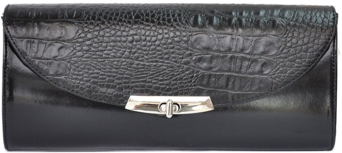 Клатч женский Milana, цвет: черный. 171065-1-110RivaCase 8460 black Клатч женский Milana, цвет: черный. 171065-1-110RivaCase 8460 blackУдобная женская сумка-клатч Milana изготовлена из натуральной кожи. Внутренняя подкладка выполнена из качественного полиэстера. Сумка закрывается на металлическую вертушку. Внутри имеется одно основное отделение. Модель оснащена боковым ремешком, с помощью которого сумку можно носить на запястье.Оригинальный аксессуар позволит вам завершить образ и быть неотразимой.