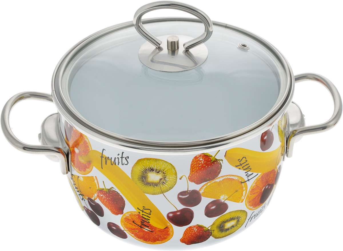 Кастрюля Vitross Fruits с крышкой, 2 л94672 Кастрюля Vitross Fruits с крышкой, 2 л94672Кастрюля Vitross Fruits выполнена из нержавеющей стали с эмалированным покрытием - наиболее безопасным видом покрытий посуды. Прочный стальной корпус обеспечивает эффективную тепловую обработку и не деформируется в процессе эксплуатации. Такая кастрюля идеальна для тепловой обработки и хранения пищевых продуктов, приготовления холодных блюд и сервировки стола. Кастрюля оснащена стеклянной крышкой с металлическим ободом и пароотводом. По бокам кастрюли расположены удобные стальные ручки.Подходит для всех типов плит, включая индукционные. Можно мыть в посудомоечной машине.Диаметр кастрюли (по верхнему краю): 17.5 см.Высота стенок кастрюли: 11 см.Ширина кастрюли с учетом ручек: 26 см.