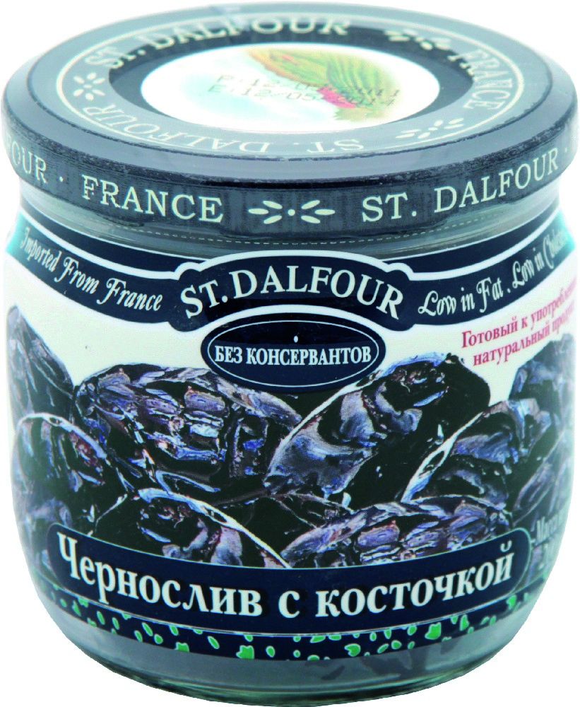 St.Dalfour Чернослив с косточкой, 200 г63.0007 St.Dalfour Чернослив с косточкой, 200 г63.0007Гигантский французский чернослив изготовлен без консервантов. Оптимальный технологический процесс позволяет сохранить нежность и сочность чернослива. Он не пересушенный и не жесткий.