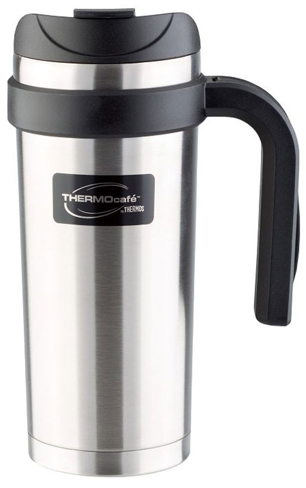 Термокружка Thermocafe By Thermos, цвет: стальной, 0,5 л. TM-470918314 Термокружка Thermocafe By Thermos, цвет: стальной, 0,5 л. TM-470918314Кружка-термос с ручкой Thermocafe By Thermos выполнена из нержавеющей стали, она имеет высокие свойства сохранения температур, которые делают её уникальной, не имеющей мировых аналогов. Крышка удерживается фиксатором в открытом положении. Благодаря эргономики кружку удобно держать и пить из нее.Объем: 500 мл.