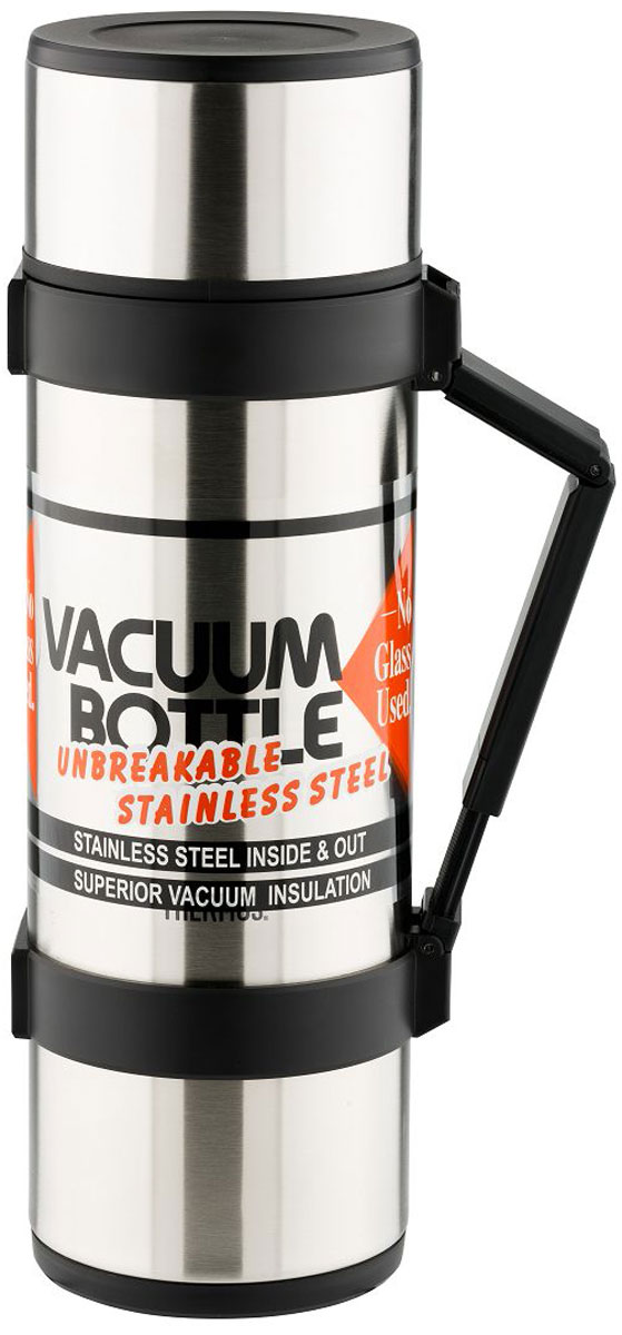 Термос Thermos Rocket Bottle, цвет: черный, 1,2 л. NCB-12BWS 7064 Термос Thermos Rocket Bottle, цвет: черный, 1,2 л. NCB-12BWS 7064Термос NCB - это воплощение безупречного качества и инновационных технологий. Модель разработана с применением технологии производства глубокого вакуума и занимает лидирующее место по температурным характеристикам. Легкость и прочность внешней колбы позволяет использовать модель в любых ситуациях. Термос оснащен герметичной поворотной пробкой с направляющими для выливания. Конструкция «стоп» - приспособления на корпусе термоса, позволяет фиксировать его в горизонтальном положении.Термос оснащен откидной ручкой и ремнем для переноски. Укомплектован двумя пластиковыми чашками.Объем: 1,8 л.