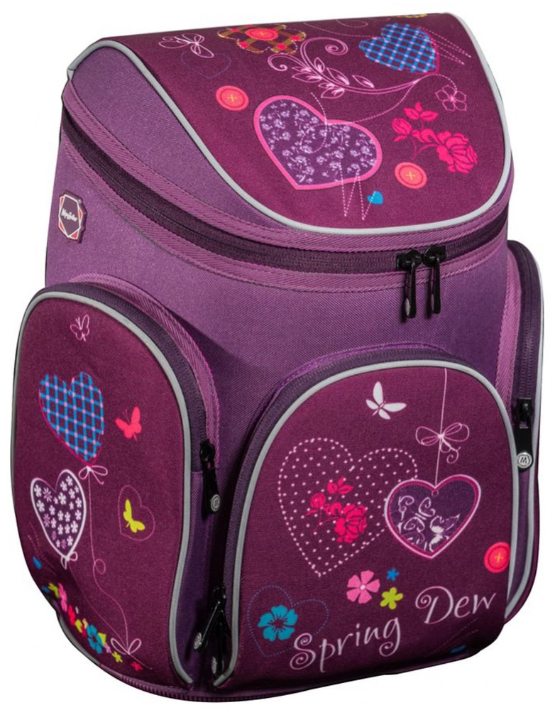 MagTaller Ранец школьный Boxi Hearts72523WD MagTaller Ранец школьный Boxi Hearts72523WDШкольный ранец MagTaller Boxi. Hearts выполнен из надежных и износостойких тканей - нейлона и полиэстера.Эргономичная и вентилируемая спинка обеспечивает равномерное распределение нагрузки на позвоночник ребенка. Уплотненные регулируемые лямки уменьшают нагрузку на плечи ребенка. Дно ранца выполнено из PVC, надежно защищает содержимое от воды и грязи. Светоотражающие элементы уменьшают риск ДТП в темное время суток.Ранец имеет одно вместительно отделение, которое закрывается клапаном на застежку-молнию с двумя бегунками. Внутри отделения находятся два мягких разделителя для учебников и пришивной карман на молнии. На лицевой стороне ранца располагается накладной карман на молнии, внутри которого находятся органайзер для хранения мобильного телефона, пишущих принадлежностей и карманы с сеткой. По бокам находятся два кармана на молниях. Ранец оснащен эргономичной ручкой для переноски в руке.