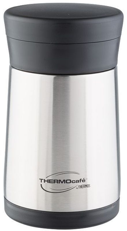 Термос Thermocafe By Thermos, цвет: стальной, 0,5 л. XC05-BK272362 Термос Thermocafe By Thermos, цвет: стальной, 0,5 л. XC05-BK272362Модель XC05-BK с широким горлом предназначена для еды и напитков.Термос выполнен из нержавеющей стали. Он укомплектован складной пластиковой ложкой. Очень практичный термос, удобен для поездок.Объем: 500 мл.
