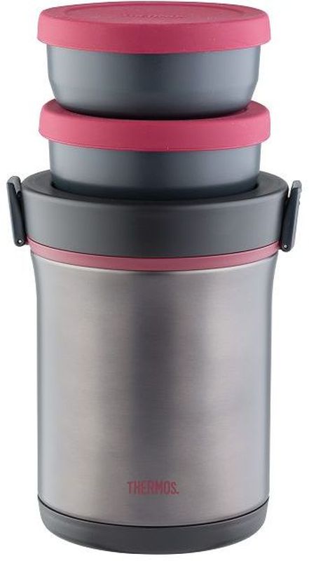 Термос для еды Thermos, цвет: темно-серый, 1,6 л. JBE-1600F909367 Термос для еды Thermos, цвет: темно-серый, 1,6 л. JBE-1600F909367Набор Thermos JBE-1600F состоит из термоса с контейнерами для транспортировки и длительного хранения горячего или холодного обеда. Набор рекомендуется использовать для индивидуального питания в пути, в походе, на рыбалке.Термос выполнен из высококачественной нержавеющей стали с крышкой из прочного пластика и имеет широкую горловину для удобства. В наборе имеются пластиковые контейнеры для дополнительных блюд. Контейнер для жидкого (первого) блюда полностью герметичный.Набор укомплектован ложкой из нержавеющей стали в пластиковом чехле и нейлоновой сумкой, в которой его удобно переносить на плече.Объем: 1,6 л.