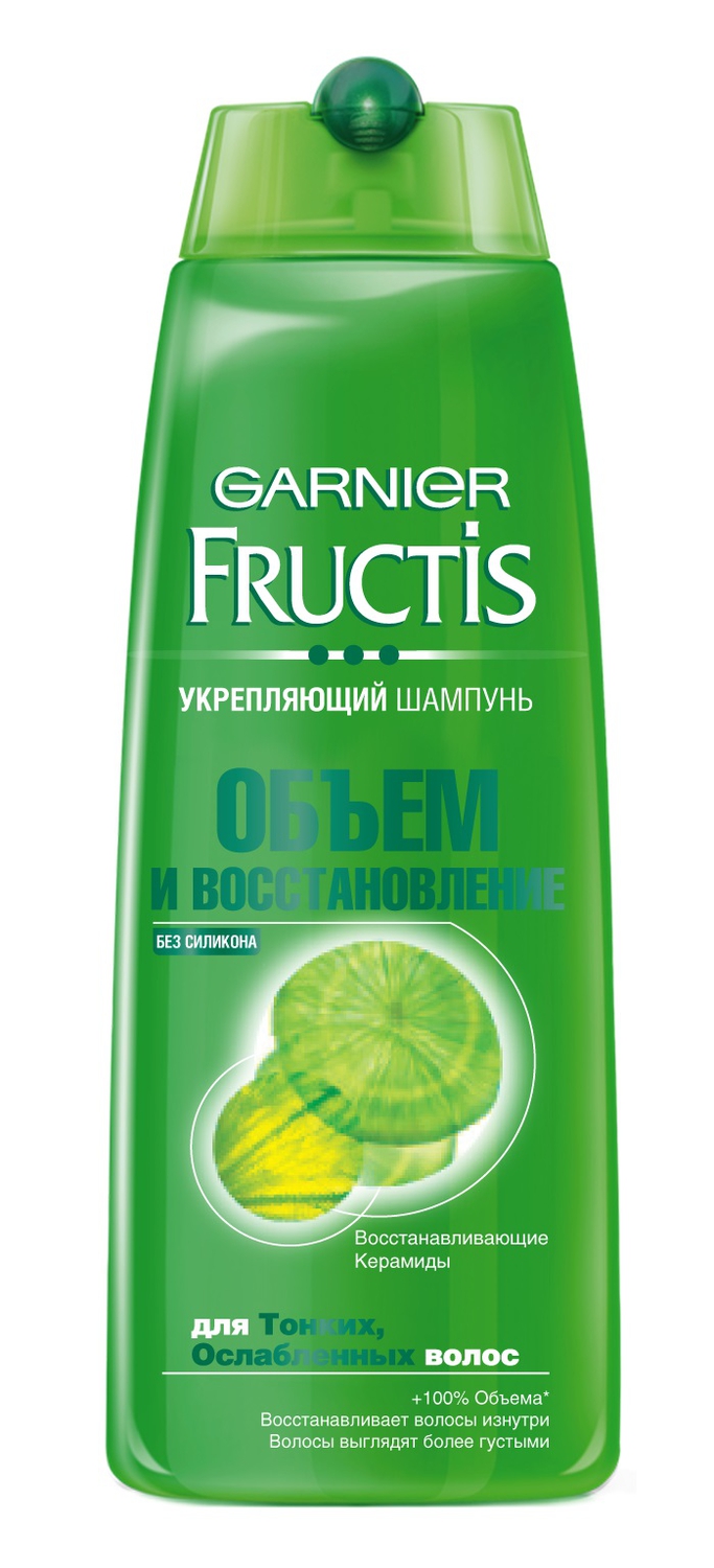 Garnier Fructis Шампунь для волос Фруктис, Объем и Восстановление, укрепляющий, для тонких и ослабленных волос, 400 мл, с Восстанавливающими КерамидамиMP59.4D Garnier Fructis Шампунь для волос Фруктис, Объем и Восстановление, укрепляющий, для тонких и ослабленных волос, 400 мл, с Восстанавливающими КерамидамиMP59.4DШампунь без силикона, без парабенов и 100% без утяжеления для тонких и ослабленных волос с Биоактивным комплексом, восстанавливающими керамидами и активным концентратом фруктов. Мягкая перламутровая кремообразная текстура для легкости и сияния тонких волос. Биоактивный комплекс с керамидами проникает в глубину каждого волоса, восстанавливает структуру и усиливает его изнутри. Волосы становятся более густыми и полными объема.