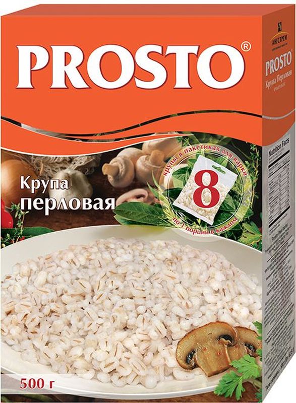 Prosto перловая крупа в пакетиках для варки, 8 шт по 62,5 г0120710 Prosto перловая крупа в пакетиках для варки, 8 шт по 62,5 г0120710Prosto - это крупы в варочных пакетах. Благодаря индивидуальной порционной фасовке продукт не пригорает и не прилипает к стенкам кастрюли. Перловая крупа Prosto - это многократно шлифованная белоснежная перловая крупа, которая варится значительно быстрее – всего 30 минут! Зерна такой крупы в готовом виде сохраняют свою форму, белоснежный цвет и остаются рассыпчатыми!