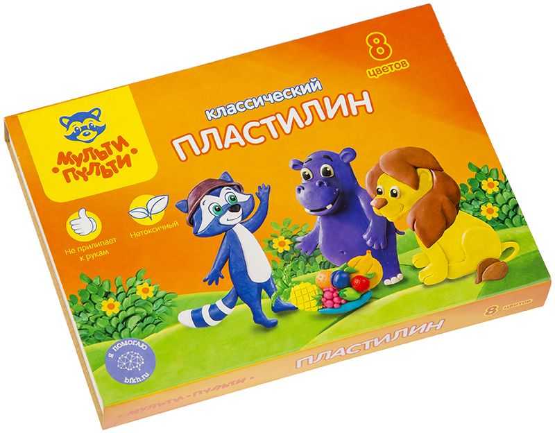 Мульти-Пульти Пластилин Приключения Енота 8 цветов72523WD Мульти-Пульти Пластилин Приключения Енота 8 цветов72523WDПластилин Мульти-Пульти Приключения Енота предназначен для лепки и моделирования, поможет ребенку развить творческие способности, воображение и мелкую моторику рук. Легко разминается, позволяет лепить самые мелкие предметы. Цветовая палитра классического пластилина содержит яркие насыщенные цвета, которые хорошо смешиваются между собой. Производится на основе безопасных компонентов. Сохраняет свою форму, не застывает на воздухе.В набор входят 8 разноцветных брусков пластилина.
