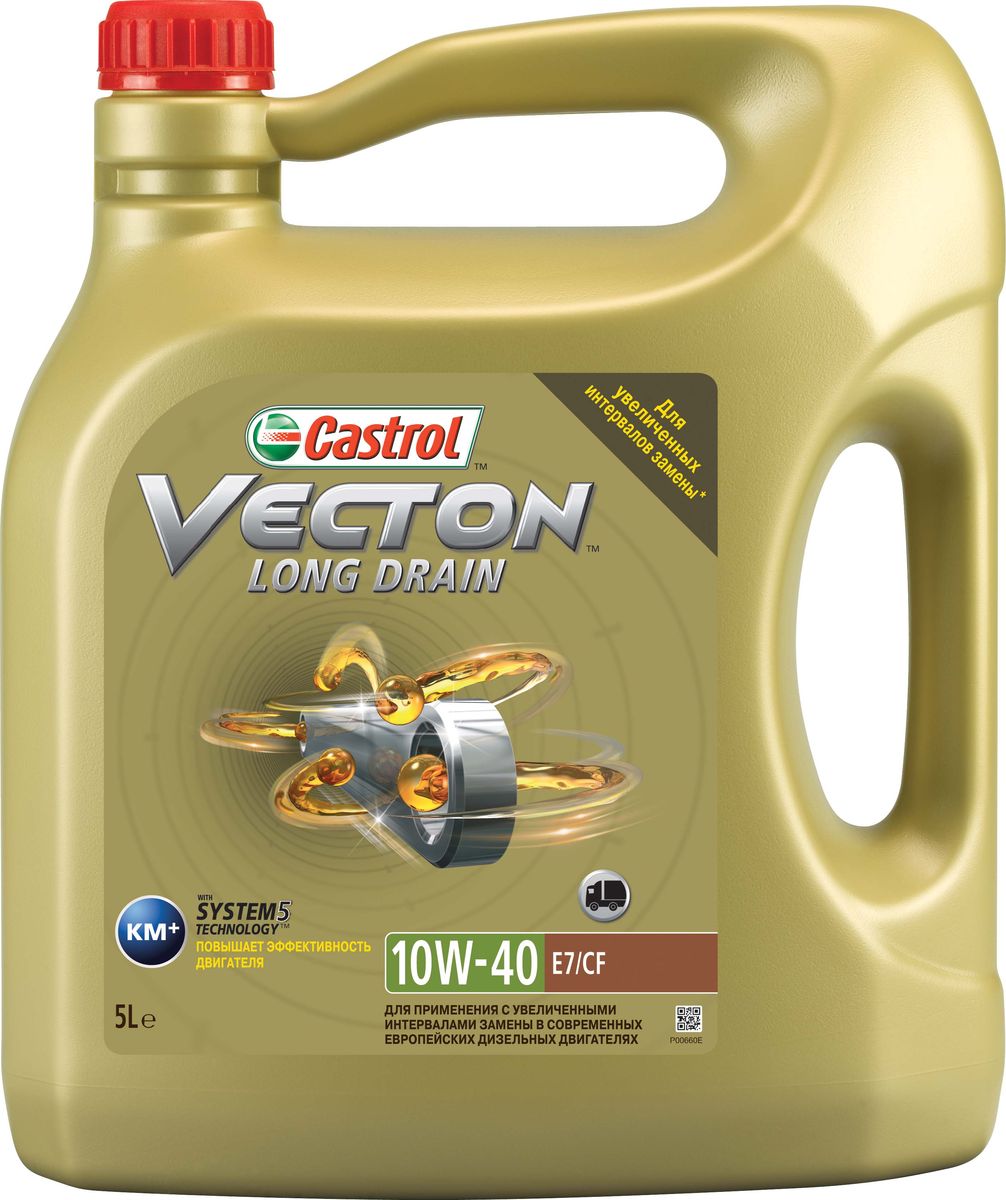 Моторное масло Castrol Vecton Long Drain 10W-40 E7, 5 лкн12-60авц Моторное масло Castrol Vecton Long Drain 10W-40 E7, 5 лкн12-60авцОписаниеCastrol Vecton Long Drain 10W-40 Е7 – полностью синтетическое моторное масло для европейскихдизельных двигателей коммерческой техники, эксплуатирующихся с увеличенными интерваламиобслуживания. Произведено с использованием уникальной технологии “System 5”TM, позволяющейдостичь повышения эффективности работы масла вплоть до 40%*.*согласно испытаниям Castrol Vecton Long Drain 10W-40 Е7, проведенным в независимойлаборатории, превышение требований отраслевых стандартов достигало 40% в таких тестах, какстойкость к окислению, отложения на поршне, диспергирование сажи, противоизносные свойства изащита от коррозии.ПрименениеCastrol Vecton Long Drain 10W-40 Е7 разработано для применения c удлиненными интерваламизамены в дизельных двигателях грузовых автомобилей, автобусов и внедорожной техники,соответствующих экологическим стандартам Euro 2, Euro 3 и Euro 4*.* не предназначено для использования в двигателях Euro 4, для которых требуются масла LowSAPS. Для этих двигателей рекомендуется Castrol Vecton Long Drain 10W-40 LS.ПреимуществаСовременные двигатели работают в постоянно изменяющихся условиях, которые влияют наэффективность их работы. Castrol Vecton Long Drain 10W-40 Е7 c технологией “System 5”TMадаптируется к этим изменениям, позволяя максимально реализовать эксплуатационныехарактеристики двигателя, работающего с удлиненными интервалами замены, даже в тяжелыхусловиях эксплуатации:- продукт обладает превосходной способностью нейтрализовать вредные вещества,образующиеся в процессе работы двигателя, сохраняя эту способность в течение всего интервалаработы масла;- минимизирует износ деталей двигателя;- предотвращает образование отложений на поршне даже в тяжелых условиях эксплуатации.Castrol Vecton Long Drain 10W-40 Е7 одобрен MAN, Mercedes-Benz, Renault Trucks, Volvo Trucks,Scania и Deutz для увеличенных межсервисных интервалов, в соответствии со спецификациями.Интервал замены моторного масла в каждом конкретном случае зависит от качестватоплива, условий эксплуатации, а также от типа и состояния двигателя. В вопросеопределения межсервисного интервала необходимо всегда сверяться с инструкцией поэксплуатации техники.СпецификацииACEA E4, E7API CFMAN M 3277MB-Approval 228.5Scania LDF-3RVI RLD-2Volvo VDS 3Deutz DQC III-10Mack EO-NMTU Oil Category 3Meets DAF requirements