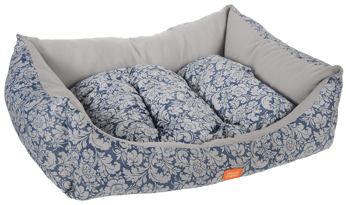Лежак для собак Happy Puppy Ампир-3, цвет: серый, синий, 57 x 44 x 15 см609 Лежак для собак Happy Puppy Ампир-3, цвет: серый, синий, 57 x 44 x 15 см609Мягкий лежак Happy Puppy Ампир-3, изготовлен в цветочном дизайне. Лежак выполнен из полиэстера и хлопка, а наполнитель - из мягкого холлофайбера. Такой материал не теряет своей формы долгое время.Лежак оснащен мягкой съемной подстилкой. Высокие бортики обеспечат вашему любимцу уют. За изделием легко ухаживать, его можно стирать вручную. Мягкий лежак станет излюбленным местом вашего питомца, подарит ему спокойный икомфортный сон, а также убережет вашу мебель от шерсти. Размер: 57 x 44 x 15 см.