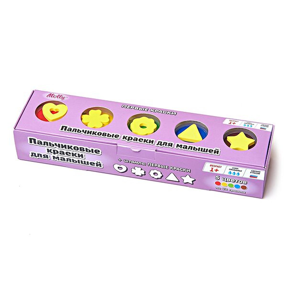 Molly Краски пальчиковые со штампами Первые краскиFS-00103 Molly Краски пальчиковые со штампами Первые краскиFS-00103Замечательные пальчиковые краски Molly Первые краски отлично подойдут для первого творчества малыша. В комплект входят 5 разноцветных баночек с краской по 22 мл.Ими можно рисовать с помощью кисточки, а можно выводить узоры прямо пальчиками, что непременно понравится крохе.Краски изготовлены из натуральных ингредиентов, нетоксичны и полностью безопасны для малыша.Благодаря своему составу они отлично смываются с рук и отстирываются с одежды, а их консистенция позволяет смешивать различные цвета, получая новые уникальные оттенки.Верх баночек выполнен в виде штампиков, с помощью которых юный художник сможет дополнить свои композиции рисунками животных.