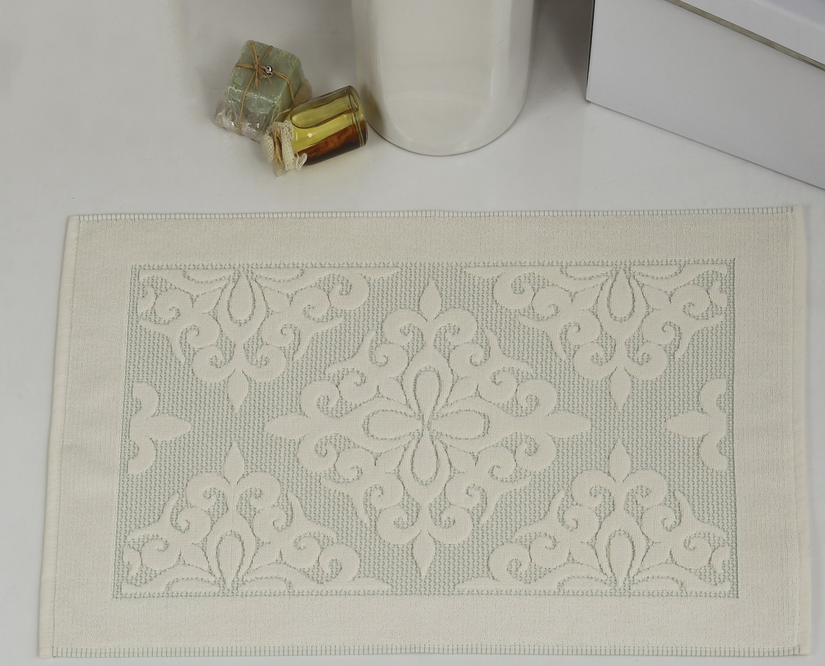 Коврик для ванной Karna Gonca. Delux Damask, цвет: ментоловый, 50 х 70 см28907 4 Коврик для ванной Karna Gonca. Delux Damask, цвет: ментоловый, 50 х 70 см28907 4Коврик для ванной Karna выполнен из высококачественного хлопкового волокна. Изделие имеет рельефный рисунок. Высочайшее качество материала гарантирует безопасность для всех членов семьи. Коврик не аллергенен, имеет высокую воздухопроницаемость и долгий срок использования ткани.
