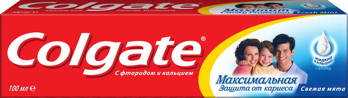 Colgate Зубная паста Максимальная защита от кариеса Свежая мята 100 млMP59.4D Colgate Зубная паста Максимальная защита от кариеса Свежая мята 100 млMP59.4DУникальная формула с жидким кальцием и фтором защищает и укрепляет эмаль зубов со всех сторон, проникая даже в труднодоступные места полости рта.