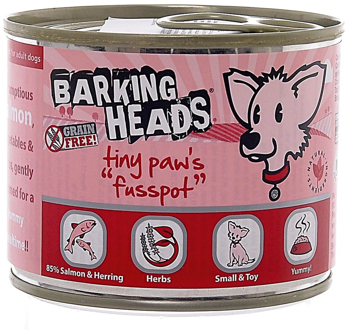 Консервы Barking Heads Суета вокруг миски для собак мелких пород, с лососем, 200 г0120710 Консервы Barking Heads Суета вокруг миски для собак мелких пород, с лососем, 200 г0120710Консервы Barking Heads Суета вокруг миски - это обед аристократа. Пусть питомец почувствует всю вашу любовь! Отличный вкус, нежный аромат натурального корма и заботливый хозяин рядом - что еще нужно счастливому питомцу! Консервы можно использовать в качестве полнорационного корма.Состав: 85% лосося и сельди (30% лосося, 30% сельди, 25% бульона из лосося), батат, сушеная морковь, тыква, растительное масло, ламинария, люцерна, сушеная петрушка, сельдерей, корень цикория, корица, куркума, анисовое семя.Гарантированный анализ: белок 10,1%, содержание жира 6,5%, зола 2,5%, клетчатка 0,5%, влага 75%.Витамины: витамин D3 2000 IU, витамин Е 30 МЕ. Комплекс микроэлементов: моногидрат сульфата цинка 15 мг, моногидрат сульфата марганца 3 мг, безводный йодат кальция 0,75 мг.Товар сертифицирован.