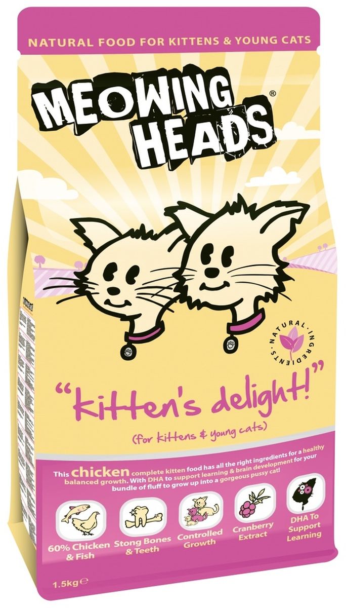 Корм сухой Barking Heads Восторг котенка для котят, с курицей и рисом, 1,5 кг0120710 Корм сухой Barking Heads Восторг котенка для котят, с курицей и рисом, 1,5 кг0120710Сухой корм Barking Heads Восторг котенка - вкуснейший полнорационный корм для котят с курицей и рисом, специально разработанный, чтобы держать наших любимцев в наилучшей форме! Натуральные ингредиенты непременно понравятся вашему питомцу.Состав: 70% курицы и рыбы (21,5% свежего куриного филе, 20% дегидрированного куриного мяса, 12% дегидрированной рыбы, 11% сухого яичного продукта, 2,5% куриного жира, 2% куриного бульона, 1% лососевого жира), рис, овес, томаты, морские водоросли, овощная клетчатка, морковь, клюква.Гарантированный анализ (%): белок 35%, жиры 18%, клетчатка 2,75%, зола 9%, влага 7%, омега-6 2%, омега-3 0,8%.Витамины: витамин А 30850 МЕ, витамин D3 2095 МЕ, витамин Е 400 МЕ/кг.Комплекс микроэлементов: моногидрат сульфата железа 741 мг, моногидрат сульфата цинка 514 мг, моногидрат сульфата марганца 101 мг, пентагидрат сульфата меди 37 мг, безводный йодат кальция 4,55 мг, селенит натрия 0,514 мг.Товар сертифицирован.