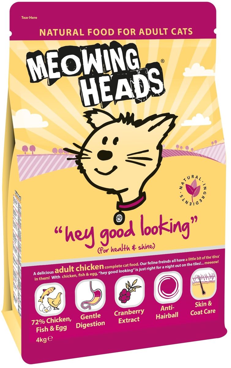 Корм сухой Barking Heads Эй, красавчик для взрослых кошек, с курицей и рисом, 4 кг0120710 Корм сухой Barking Heads Эй, красавчик для взрослых кошек, с курицей и рисом, 4 кг0120710Сухой корм Barking Heads Эй, красавчик - вкуснейший полнорационный корм для кошек, специально разработанный, чтобы держать наших любимцев в наилучшей форме! Натуральные ингредиенты непременно понравятся вашему питомцу.Состав: 72% курицы, рыбы и яйца (22% свежего куриного филе, 20% дегидрированного куриного мяса, 12% дегидрированной рыбы, 10% сухого яичного продукта, 4% куриного жира, 3% куриного бульона, 1% рыбного бульона), рис, овес, томаты, морские водоросли, овощная клетчатка, морковь, клюква.Гарантированный анализ: белок 35%, жиры 18%, клетчатка 2,75%, зола 9%, влага 7%, омега-6 2,8%, омега-3 1,2%, таурин 1000 мг/кг.Витамины: витамин А 24,700 IU, витамин D3 1,680 IU, витамин E 320 IU.Комплекс микроэлементов: моногидрат сульфата железа 592 мг, моногидрат сульфата цинка 411 мг, моногидрат сульфата марганца 81 мг, пентагидрат сульфата меди 30 мг, безводный йодат кальция 3,64 мг, селенит натрия 0,41 мг.Товар сертифицирован.