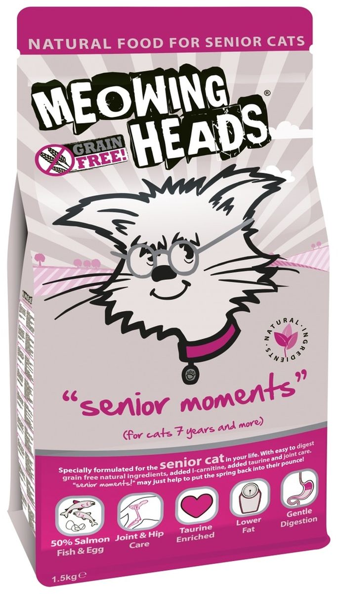 Корм сухой Barking Heads Мудрые года для кошек старше 7 лет, с лососем и яйцом, 1,5 кг0120710 Корм сухой Barking Heads Мудрые года для кошек старше 7 лет, с лососем и яйцом, 1,5 кг0120710Сухой корм Barking Heads Мудрые года - вкуснейший полнорационный корм для кошек, специально разработанный, чтобы держать наших любимцев в наилучшей форме! Натуральные ингредиенты непременно понравятся вашему питомцу.Состав: 50% курицы, лосося и яйца (27% свежего мяса лосося, 17% дегидрированного куриного мяса, 2,5% куриного жира, 2,5% куриного бульона, 2% лососевого жира), дегидрированная морская рыба, батат, сухой яичный продукт, рис, картофельный крахмал, гороховый крахмал, овес, томаты, морские водоросли, овощная клетчатка, морковь, клюква, юкка.Гарантированный анализ: белок 40%, жиры 14%, клетчатка 4%, зола 10%, влага 7%, омега-6 1,7%, омега-3 1,1%, таурин 1000 мг/кг, L-карнитин 460 мг.Комплекс микроэлементов: моногидрат сульфата железа 592 мг, моногидрат сульфата цинка 411 мг, моногидрат сульфата марганца 81 мг, пентагидрат сульфата меди 30 мг, безводный йодат кальция 3,64 мг, селенит натрия 0,41 мг.Товар сертифицирован,