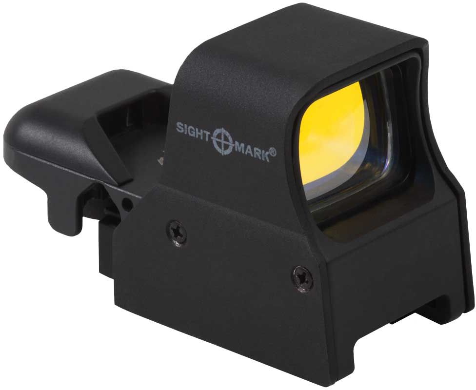 Прицел коллиматорный Sightmark, панорамный на Weaver, со сменной маркой, режим NVSM14002 Прицел коллиматорный Sightmark, панорамный на Weaver, со сменной маркой, режим NVSM14002Коллиматор Sightmark панорамный на Weaver, марка - сменная 4 вида, подсветка красная, режим NV.Арт. SM14002Компания Sightmark, США,Техас, Мэнсфилд впервые представила свою продукцию в 2007 году на SHOT Show. Основной целью компании является разработка и производство современной оптики и аксессуаров для охотников, спортсменов и стрелков. Кроме того, каждый продукт разработан для специализированного рынка, позволяя стрелкам получить больше высококачественных изделий для их огнестрельного оружия и пистолетов. Все коллиматорные прицелы Sightmark разработаны для ружей, винтовок и пистолетов.Коллиматорный прицел Sightmark SM-14002 имеет интегрированное быстросъемное крепление на планку Weaver, позволяющее стрелку эффективно и быстро установить его на свое огнестрельное оружие. С левой стороны прибора располагается батарейный отсек, совмещенный с переключателем яркости прицельной марки.Прицел имеет 5 режимов яркости подсветки прицельной марки. Переключение производится при помощи поворота барабанчика с рычажком. Позиция 0 соответствует режиму Выкл. Режимы работы NV1, NV2 предназначены для работы с ПНВ. В этом случае прицельная марка визуально не видна и проявляется только при использовании ночного прицела. Диапазон NV1 используется при работе с ПНВ первого поколения, а NV2 при работе с ПНВ второго и третьего поколения. Позиции 1, 2, 3 используются при обычном дневном применении изделия с разными степенями яркости сетки. Противоударный и защищенный от непогоды. Все компоненты коллиматорного прицела, подверженные механическому воздействию, выполнены из нержавеющей стали и анодированных алюминиевых сплавов. Описание прицельных марок:1. Crosshair: точка – 3 МОА и круг – 50 МОА2. ТОЧКА: 5 МОА3. КРЕСТ С ТОЧКОЙ: точка – 3 МОА и крест 4. КРУГ С ТОЧКОЙ: точка – 3 МОА и круг 50 МОАТип: панорамныйУвеличение (х): 1Прицельная марка: сменная, 4 видаПодсветка прицельной марки: красная, 3 режима яркостиРазмер линзы: 33х24 ммДлина прицела: 82 ммМатериал: высокопрочный авиационный алюминиевый сплавТип батареи: CR1632 3VКрепление: быстросъемное на WeaverСовместимость с приборами ночного видения: да, 2 режимаВес с кронштейном: 230 гВес с упаковкой: 330 гРазмер упаковки (ДхШхВ): 11,5х7х7 смГарантия: 1 годКомплектация:- коллиматорный прицел- шестигранный ключ- рожковый гаечный ключ для окончательной установки прицела на оружие- CR1632 3V- салфетка для протирки оптики- чехол для транспортировки и хранения из черного неопрена- интегрированный быстросъемный кронштейнна Weaver.