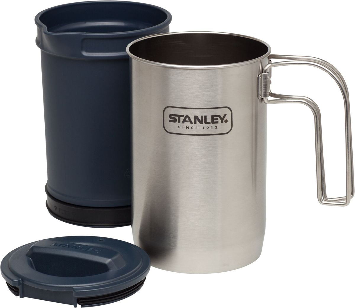 Набор походной посуды Stanley Adventure цвет: стальной, 0,95 л1301210 Набор походной посуды Stanley Adventure цвет: стальной, 0,95 л1301210Компактный набор походной посуды Stanley Adventure состоит из котелка со складной ручкой для приготовления пищи и пластикового стакана c завинчивающейся крышкой для заваривания чая или кофе. Котелок выполнен из нержавеющей стали.Подходит для мытья в посудомоечной машине.