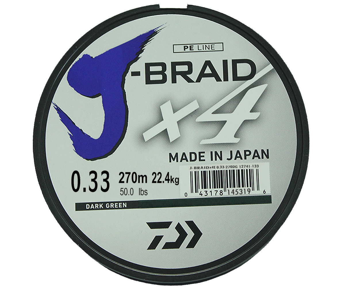 Шнур плетеный Daiwa J-Braid X4, цвет: зеленый, 270 м, 0,33 мм010-01199-23 Шнур плетеный Daiwa J-Braid X4, цвет: зеленый, 270 м, 0,33 мм010-01199-23Новый 4х жильный шнур J-Braid, DAIWA - шнур высокого класса с удивительным соотношением цены и качества. Качество плетения полностьюсоответствует японским стандартам и удовлетворяет всем требованиям. Представленные диаметры позволяют использовать шнур для всех техникловли, начиная от ultra- light ловли окуня, до морской ловли палтуса, трески и т.д
