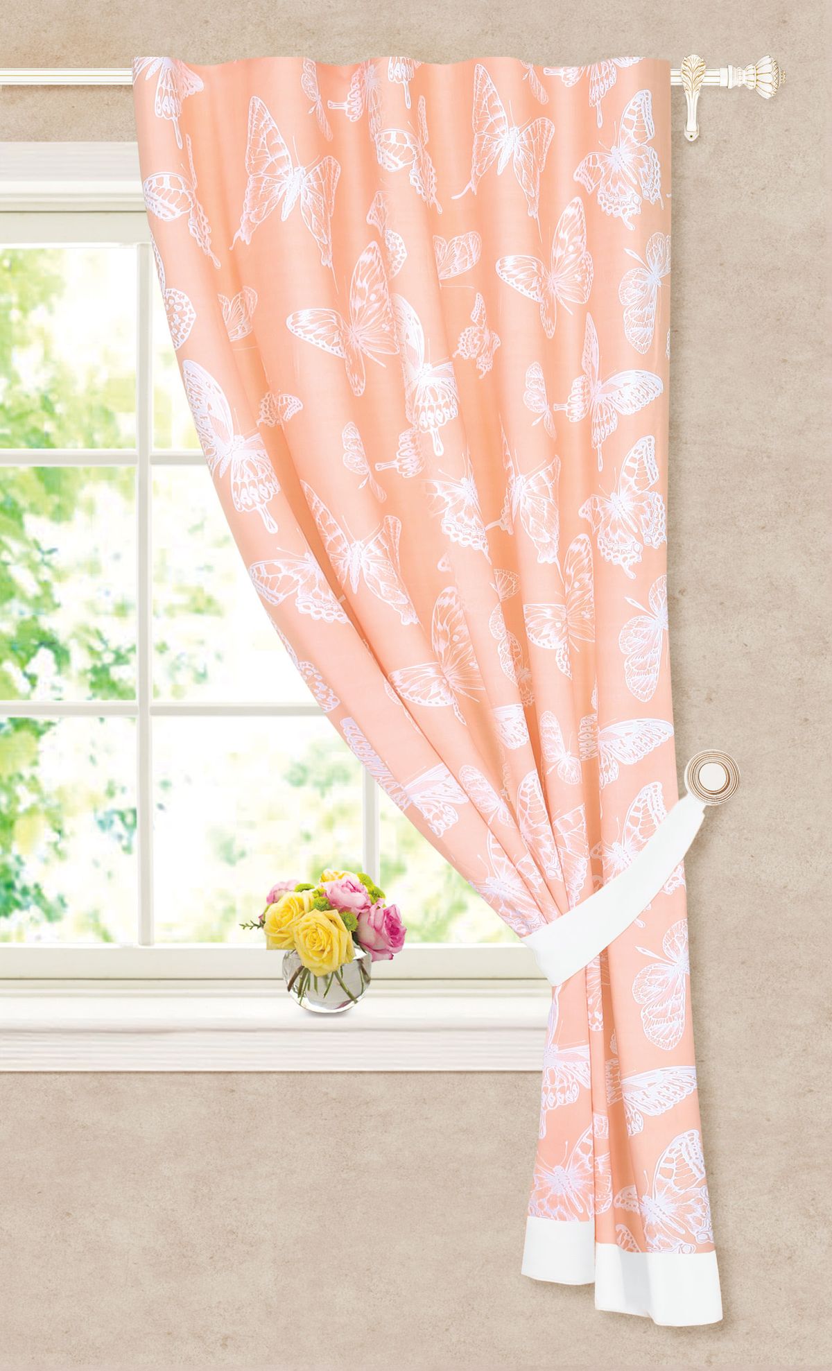 Штора готовая Garden, на ленте, c подхватом, цвет: розовый, 140х180 см. С 7302 - W2071 - W2071 V7С 8136 - W260 V19 Штора готовая Garden, на ленте, c подхватом, цвет: розовый, 140х180 см. С 7302 - W2071 - W2071 V7С 8136 - W260 V19Изящная штора для кухни Garden выполнена из плотной ткани. Приятная текстура и цвет привлекут к себе внимание и органично впишутся в интерьер кухни. Штора крепится на карниз при помощи ленты, которая поможет красиво и равномерно задрапировать верх.