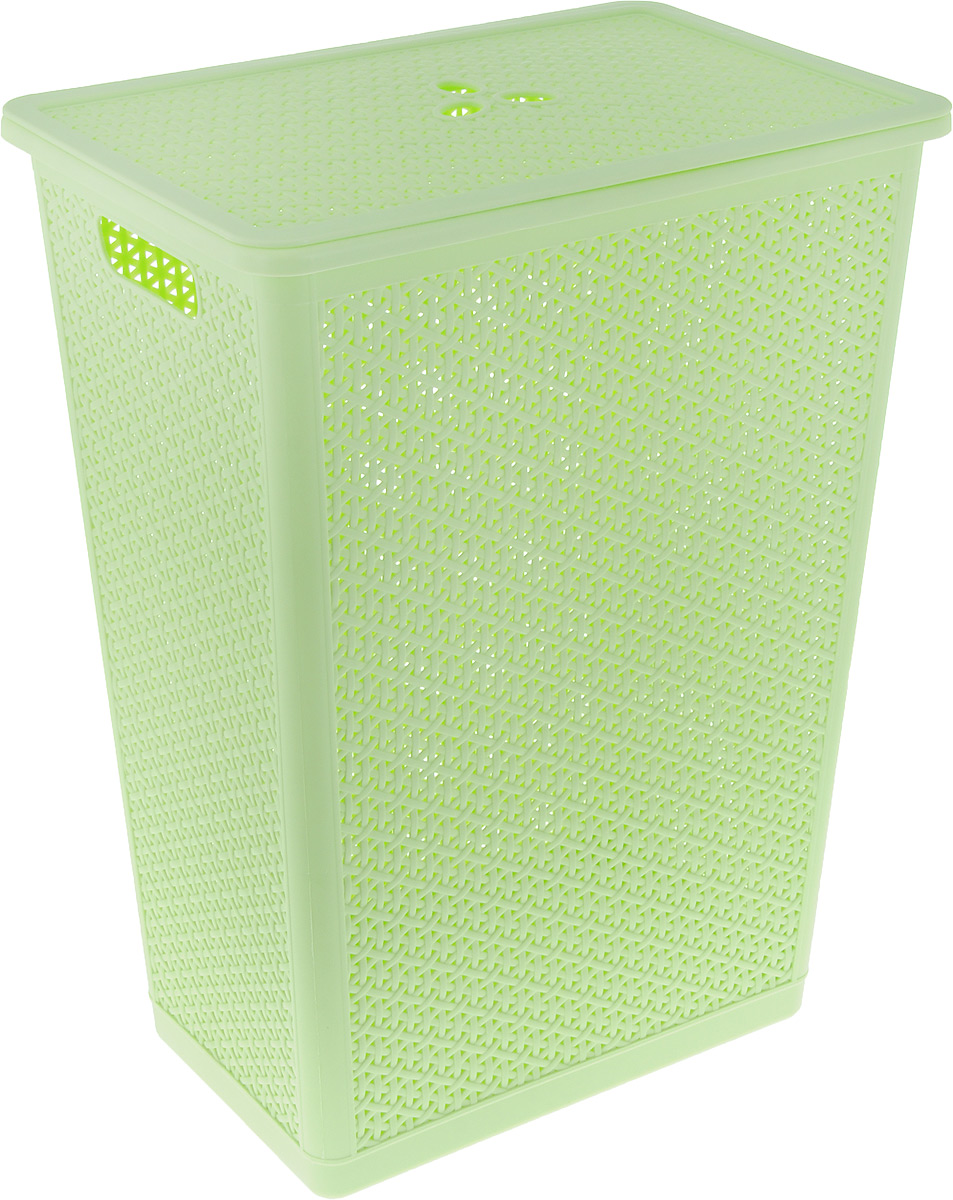Корзина для белья BranQ Natural Style, цвет: фисташковый, 48 л28907 4 Корзина для белья BranQ Natural Style, цвет: фисташковый, 48 л28907 4Корзина для белья BranQ Natural Style изготовлена из прочного полипропилена и оформленав виде плетенной корзины, с перфорированными отверстиями, благодаря которым обеспечивается естественная вентиляция.Корзина оснащена крышкой и ручкой для переноски. На крышке имеется выемка для удобногооткрывани. Такая корзина для белья прекрасно впишется в интерьер ванной комнаты.Размер корзины: 29,3 х 42,6 х 56 см, Объем: 48 л.