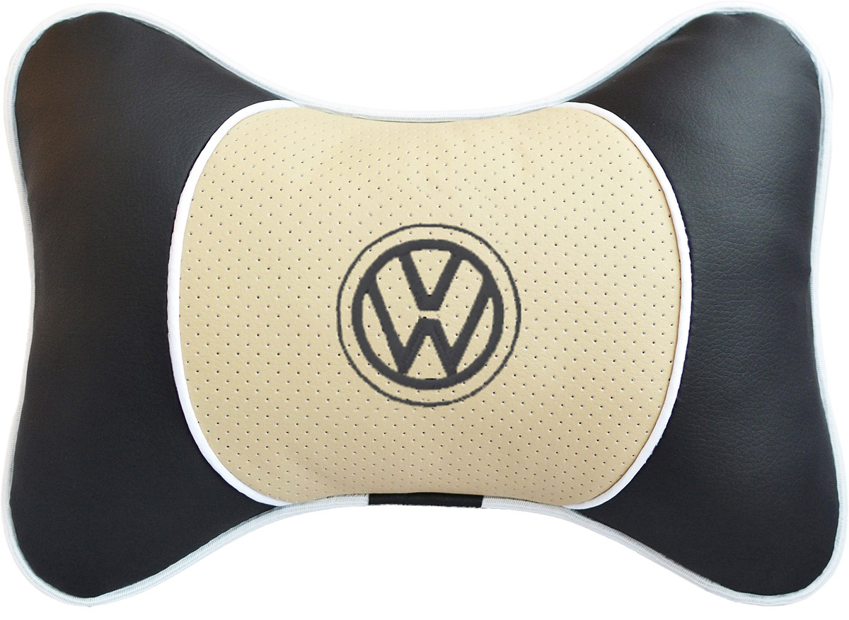 Подушка на подголовник Auto Premium Volkswagen, цвет: бежевый. 3758837588 Подушка на подголовник Auto Premium Volkswagen, цвет: бежевый. 3758837588Подушка на подголовник Люкс выполнена из черной гладкой экокожи, вставка из бежевой перфорированной экокожи имеет обрамление мягким кантом. Для нанесения вышивки используются высококачественные итальянские нитки. Подушка на подголовник - это прежде всего лучший способ создать комфорт для шеи и головы во время пребывания в автомобильном кресле. Такая подушка будет удобна как водителю, так и пассажиру. При производстве используются высококачественные, износостойкие материалы и гипоаллергенные наполнители.