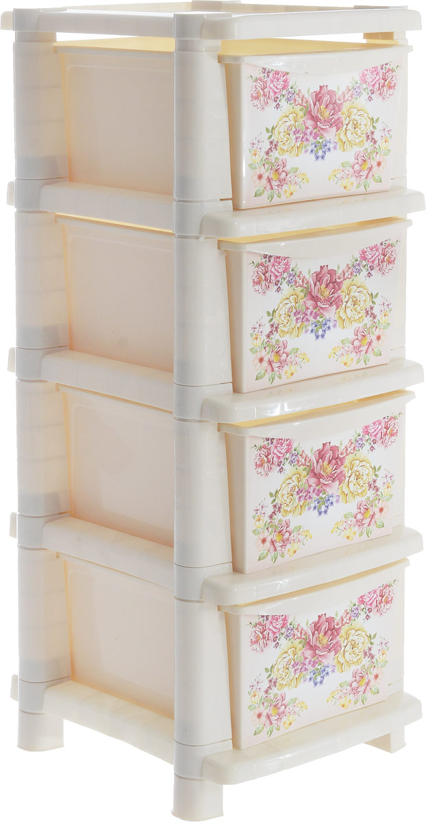 Комод Plastic Centre Deco, цвет: белый, розовый, желтый, 33,5 х 41 х 86,7 см. 767439THN132N Комод Plastic Centre Deco, цвет: белый, розовый, желтый, 33,5 х 41 х 86,7 см. 767439THN132NКомод Plastic Centre Deco изготовлен из высококачественного пластика. Предназначен для хранения различных вещей, игрушек, канцтоваров. Изделие оснащено четырьмя вместительными выдвижными ящиками. Ящики декорированы оригинальным узором.Такой оригинальный комод надежно защитит вещи от загрязнений, пыли и моли, а также позволит вам хранить их компактно и с удобством.Размер ящика: 40 см х 17,7 см х 16,9 см.