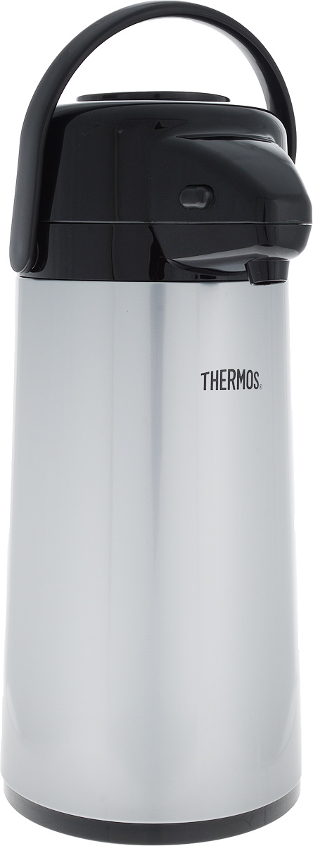 Термос Thermos, цвет: серый, черный, 1,9 л115510 Термос Thermos, цвет: серый, черный, 1,9 л115510Термос Thermos, изготовленный из нержавеющей стали, оснащен внутренней стеклянной колбой с двойными стенками. Термос является простым в использовании, экономичным и многофункциональным. Изделие оснащено удобной ручкой и помповым насосом. Термос предназначен для хранения горячих и холодных напитков (чая, кофе) и укомплектован крышкой с кнопкой. Такая крышка удобна в использовании и позволяет, не отвинчивая ее, наливать напитки после простого нажатия. Легкий и прочный термос Thermos сохранит ваши напитки горячими или холодными надолго.Диаметр: 4,5 см.Высота: 36 см.