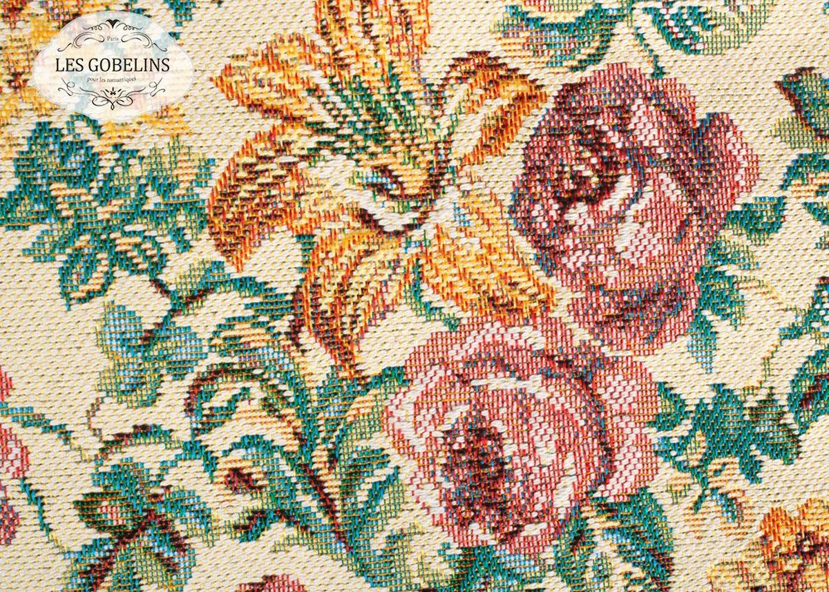 Покрывало на диван Les Gobelins Arrangement De Fleurs, цвет: бежевый, 160 х 200 см391602 Покрывало на диван Les Gobelins Arrangement De Fleurs, цвет: бежевый, 160 х 200 см391602Покрывало на диван Les Gobelins Arrangement De Fleurs с ярким цветочным рисунком привлечет к себе внимание и органично впишется в интерьер комнаты. Изделие изготовлено из высококачественной ткани гобелен и оформлено бахромой и кисточками. Необычайная красота сочетается в этом покрывале с высокой прочностью и долговечностью, а свойство гобелена по-разному проявлять себя в зависимости от освещения помещения позволяет открывать все новые и новые детали, которые, как казалось, раньше скрывал гобелен.Красочное и приятное на ощупь покрывало сделает интерьер спальни, детской или гостиной уютнее и своеобразнее. Состав материала: 52% хлопок, 48% полиэстер.
