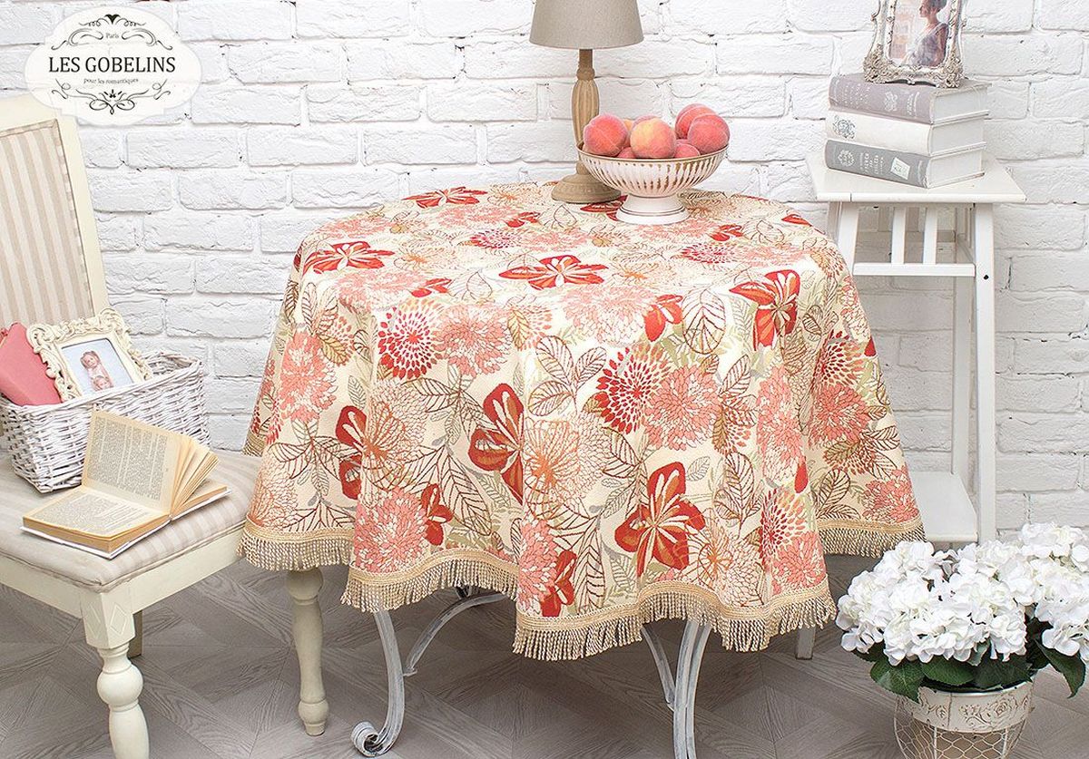 Скатерть Les Gobelins Fleurs Vector, круглая, диаметр 160 смVT-1520(SR) Скатерть Les Gobelins Fleurs Vector, круглая, диаметр 160 смVT-1520(SR)Круглая скатерть Les Gobelins Fleurs Vector выполнена из гобелена: 52% хлопка и 48% полиэстера. По краю украшена бахромой.Использование такой скатерти сделает застолье торжественным.Расположение рисунка на скатерти соответствует фотографии.