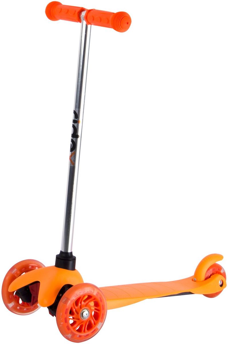 Самокат Ridex 3D Kinder, 3-колесный, цвет: оранжевый, 120/80 мм. УТ-000097217292 Самокат Ridex 3D Kinder, 3-колесный, цвет: оранжевый, 120/80 мм. УТ-000097217292Трехколесный самокат бренда Ridex создан для детей, только начинающих осваивать данный способ передвижения. Благодаря устойчивости самоката ребенку не надо контролировать равновесие, а можно сосредоточиться на таких навыках, как отталкивание ногой, управление рулём и торможение. Прочная пластиковая дека обеспечит комфортное катание, а резиновые ручки поспособствуют прочному сцеплению с ладонями. Светящиеся колёса, без сомнений, станут поводом для искренней детской радости и восторженных взглядов окружающих!
