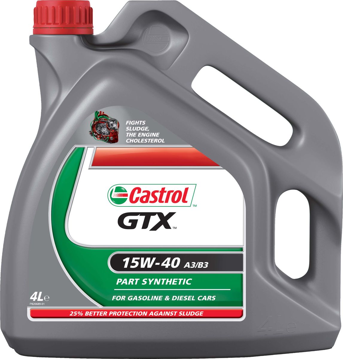 Моторное масло Castrol GTX 15W-40 A3/B3, 4 лS03301004 Моторное масло Castrol GTX 15W-40 A3/B3, 4 лS03301004ОписаниеCastrol GTX 15W-40 A3/B3 – моторное масло с синтетическими компонентами для бензиновых идизельных двигателей. Подходит для автомобилей иностранного и отечественного производства.Castrol GTX – это комплекс технических решений и технологий, ежедневно защищающий Вашдвигатель от негативных воздействий, в частности, от образования шлама.Тяжёлые условия эксплуатации автомобиля, такие как частая работа двигателя в режимахостановка – движение / стоп – старт, суровый климат и увеличенные интервалы замены масла,могут приводить к образованию густых смолистых отложений, которые называются шламами.Шлам может привести к ухудшению циркуляции масла и преждевременному выходу двигателя изстроя. Сastrol GTX защищает двигатель от образования отложений на 25% лучше по сравнению снормами, установленными стандартами API SL и ACEA A3/B3.ПрименениеМоторное масло Castrol GTX 15W-40 A3/B3 подходит для применения в бензиновых и дизельныхдвигателях, в которых производитель рекомендует использовать смазочные материалысоответствующие классу вязкости SAE 15W-40 и спецификациям ACEA A3/B3 или API SL/CF.Castrol GTX 15W-40 A3/B3 одобрено к использованию в автомобилях VW и Mercedes-Benz, вкоторых предписаны моторные масла с классом вязкости SAE 15W-40 и допусками VW 501 01/50500 или MB-Approval 229.1.ПреимуществаCastrol GTX 15W-40 A3/B3:- специальная композиция присадок, противостоящая образованию шлама, обеспечиваетзащиту от этих загрязнений на 25 % лучше по сравнению с нормами, установленнымиотраслевыми стандартами*;- превосходная термическая стойкость и стабильность вязкостных характеристик;- эффективная работа противоизносных присадок способствуют увеличению ресурсадвигателя.*API SL / ACEA A3/B3 Sequence VGСпецификацииACEA A3/B3API SL/CFMeets Fiat 9.55535-D2MB-Approval 229.1VW 501 01/505 00