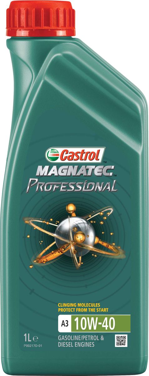 Моторное масло Castrol Magnatec Professional A3 10W-40, 1 лS03301004 Моторное масло Castrol Magnatec Professional A3 10W-40, 1 лS03301004ОписаниеМоторное масло Castrol Magnatec Professional значительно снижает износ двигателя*.При выключенном двигателе моторное масло стекает в поддон картера, оставляя важнейшиедетали двигателя незащищенными. В отличие от остальных масел молекулы Castrol MagnatecProfessional притягиваются к деталям двигателя, образуя сверхпрочную масляную пленку,обеспечивающую дополнительную защиту с первой секунды пуска двигателя.Продукт прошел процесс микрофильтрации и сертифицирован как CO2-нейтральный всоответствии с высочайшими мировыми стандартами.Для профессионального использования на СТО.* согласно отраслевому тесту на износ Sequence IVAПрименениеМоторное масло Castrol Magnatec Professional A3 10W-40 подходит для использования вбензиновых и дизельных двигателях автомобилей, где производитель рекомендует масла,соответствующие классу вязкости SAE 10W-40 и спецификациям ACEA A3/B3, A3/B4, API SL/CFили более ранним.Castrol Magnatec Professional A3 10W-40 одобрено к применению в автомобилях VW Group иMercedes согласно спецификациям VW 501 01 / 505 00 и MB-Approval 229.1, соответственно,требующих смазочных материалов класса вязкости SAE 10W-40.ПреимуществаМолекулы Castrol Magnatec Professional:- притягиваются к деталям двигателя, образуя устойчивый защитный слой, сохраняющийсяс первой секунды работы двигателя вплоть до следующего пуска;- направляются к узлам, подверженным наибольшей нагрузке, образуя дополнительныйслой там, где это необходимо;- обеспечивают постоянную защиту в любых условиях эксплуатации, при различных стиляхвождения и в широком диапазоне температур.СпецификацииACEA A3/B3, A3/B4API SL/CFMeets Fiat 9.55535-D2MB-Approval 226.5/229.1Renault RN 0700 / RN 0710VW 501 01/ 505 00