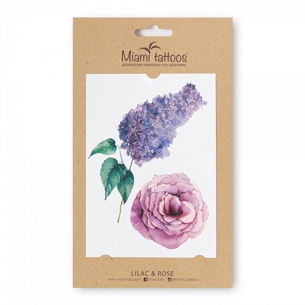 Акварельные переводные тату Miami Tattoos Lilac & Rose, 1 лист 10см*15смMT0031 Акварельные переводные тату Miami Tattoos Lilac & Rose, 1 лист 10см*15смMT0031Miami Tattoos - это дизайнерские переводные тату-украшения. Коллекция акварельных тату Lilac & Rose– это настоящие картины на вашей коже! Для производства Miami Tattoos используются только качественные,?яркие?и?стойкие?краски. Они?не вызывают аллергию и держатся?до семи?дней!