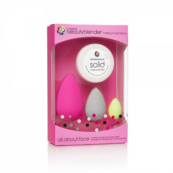 Набор Beautyblender all.about.face28032022 Набор Beautyblender all.about.face28032022Набор all.about.face - три простых шага к идеальному макияжу! Набор включает уже ставший легендарным спонж beautyblender original, спонж micro.mini для проработки труднодоступных участков лица, спонж beauty.blusher для равномерного нанесения румян, а также мини-мыло blendercleanser для тщательного и бережного очищения спонжей и кистей. beautyblender - американский бренд, созданный голливудским визажистом Реа Энн Сильва, у которой за плечами более 20 лет работы в бьюти-индустрии. Поначалу beautyblender был тайным ингредиентом съёмочных площадок, но после неоднократных побед в престижной бьюти-премии Allure Best of Beauty получил известность и признание во всем мире. Сегодня коллекция продуктов beautyblender включает спонжи, предназначенные для разных целей, очищающие средства и другие аксессуары для нанесения макияжа.