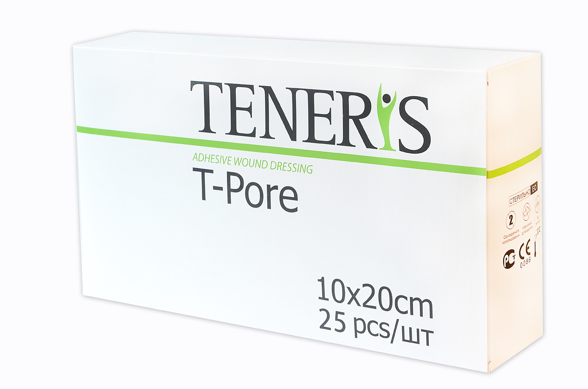 Teneris Раневая (послеоперационная) стерильная повязка на нетканной основе T-Pore, 65 х 255 х 145 мм, 25 штБУ-00000316 Teneris Раневая (послеоперационная) стерильная повязка на нетканной основе T-Pore, 65 х 255 х 145 мм, 25 штБУ-00000316Т-Пор - самоклеющаяся пластырная повязка с впитывающей подушечкой. Изготовлена из паро-воздухопроницаемого хирургического нетканного материала, препятствующего проникновению в рану микроорганизмов. Показания: Используется для защиты послеоперационных и острых ран в процессе их заживления от вторичной инфекции и механических раздражений, а также для фиксации катеторов и канюль. Отрывается без боли, антитравматическое покрытие раневой подушечки. Хранить в сухом, защищенном от света месте. Размер 20 х 10 см