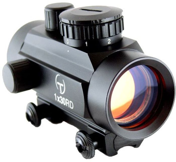 Прицел коллиматорный Target Optic 1x30, закрытый на планку 11мм, марка - точкаTO-1-30-DT Прицел коллиматорный Target Optic 1x30, закрытый на планку 11мм, марка - точкаTO-1-30-DTКоллиматор Target Optic 1x30 закрытый на планку 11мм, марка - точка. Арт. TO-1-30-DTКомпактный коллиматор значительно облегчает прицеливание, устанавливается на гладкоствольное и нарезное оружие, а также на пневматическое, с энергией не более 7,5 Дж.Корпус выточен из алюминиевого сплава, поверхность анодирована. Винты механизма ввода поправок снабжены защитными колпачками. Крепится на оружие с помощью двух винтов на расстоянии от 5 до 40 см от глаза стрелка до окуляра прицела.Оснащен регулятором яркости прицельной марки, который позволяет изменять интенсивность подсветки в пределах 7 уровней, что важно для качественной подстройки прицела под определенный вид охоты. Яркость настраивается верхним маховиком, совмещенным с батарейным отсеком. Для оптимального светопропускания на линзы нанесено напыление. Коллиматор имеет встроенный в корпус кронштейн крепления на призму 11 мм.Тип: закрытыйУвеличение (х): 1Прицельная марка: точкаПодсветка прицельной марки: красная, 7 режимов яркостиДиаметр объектива: 30 ммДлина прицела: 97 ммМатериал: алюминийТип батареи: CR2032 3VКрепление: на планку 11 ммСовместимость с приборами ночного видения: нетВес с кронштейном: 198 гВес с упаковкой: 295 гРазмер упаковки (ДхШхВ): 17,5х8х7 смГарантия: 1 годКомплектация:- коллиматорный прицел- батарея CR2032 3V- защитные крышки на окуляр и объектив.