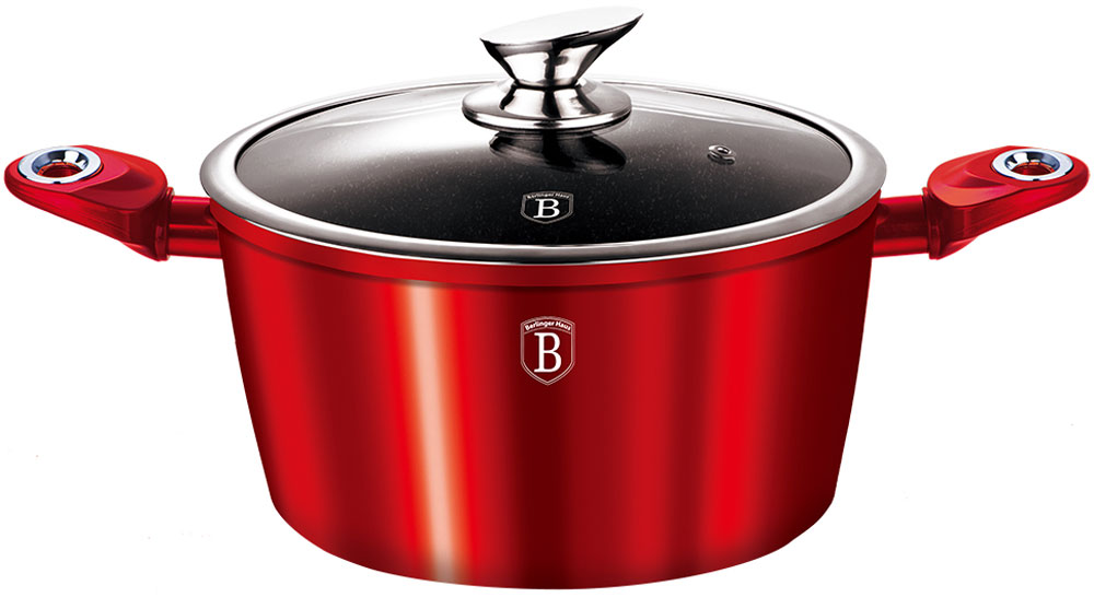 Кастрюля Berlinger Haus Burgundy Metallic Line, 4 л94672 Кастрюля Berlinger Haus Burgundy Metallic Line, 4 л94672Кастрюля с крышкой 24 см, 4 л, материал: кованый алюминий, толщина стенок 0,5 см, 3 слоя мраморного покрытия, эргономичная ручка soft touch, индукционное дно. Подходит для всех видов плит: газовых, электрических, стеклокерамических, галогенных, индукционных.