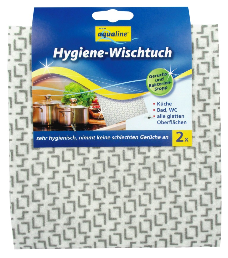 Салфетка гигиеническая Aqualine для уборки, с нано-серебром, 2 шт531-105 Салфетка гигиеническая Aqualine для уборки, с нано-серебром, 2 шт531-105Гигиеническая салфетка Aqualine предназначена для уборки. Она эффективно удаляет любые загрязнения на кухне, в ванной, туалете и любых гладких поверхностях. Благодаря частицам нано-серебра салфетка обеспечивает эффективную защиту от бактерий и препятствует образованию неприятного запаха. Салфетка не теряет антибактериальных свойств даже после многократного применения. Она отличается прочностью, что обеспечивает долгий срок службы изделия. Можно стирать при температуре 60 °С. Характеристики:Материал: 91% вискоза, 9% полиэстер. Размер салфетки:70 см х 17,5 см. Комплектация:2 шт. Производитель:Германия. Артикул:2159.
