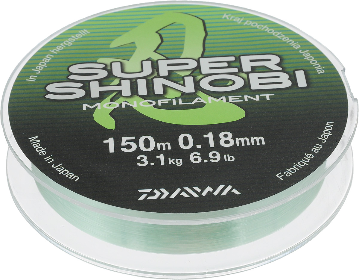 Леска Daiwa Super Shinobi, цвет: светло-зеленый, 150 м, 0,18 мм, 3,1 кг41481 Леска Daiwa Super Shinobi, цвет: светло-зеленый, 150 м, 0,18 мм, 3,1 кг41481Леска Daiwa Super Shinobi, сплетенная из нитей, обладает малым диаметром и круглым сечением, что обеспечивает превосходные характеристики абразивной устойчивости, а благодаря сверх гладкой поверхности забросы станут дальше и точнее. Специальное покрытиезначительно снижает трение и соответственно увеличивает дальность заброса.